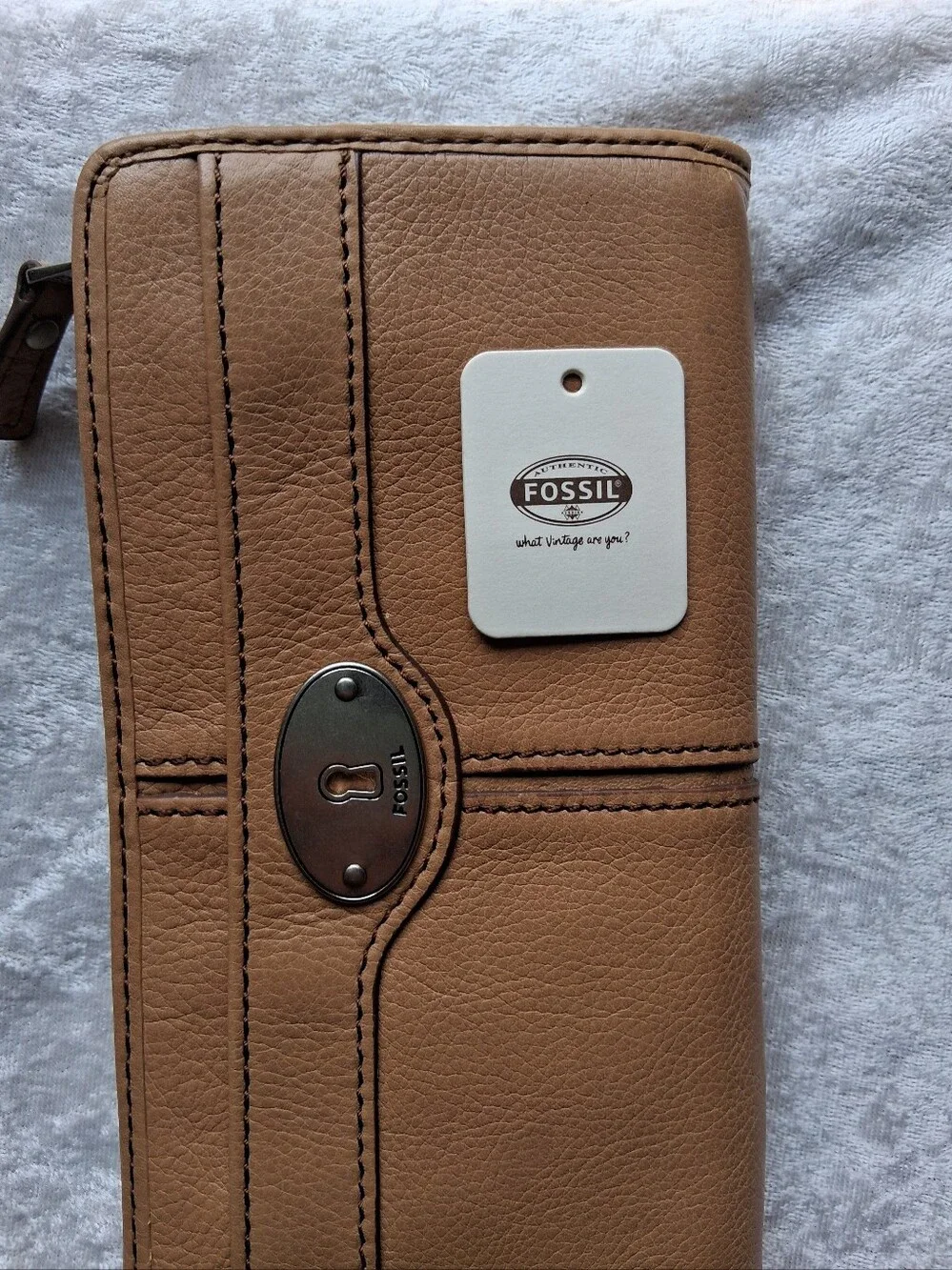 Fossil Maddox Leather Flap Clutch Wallet - Camel/Tan - NWOT